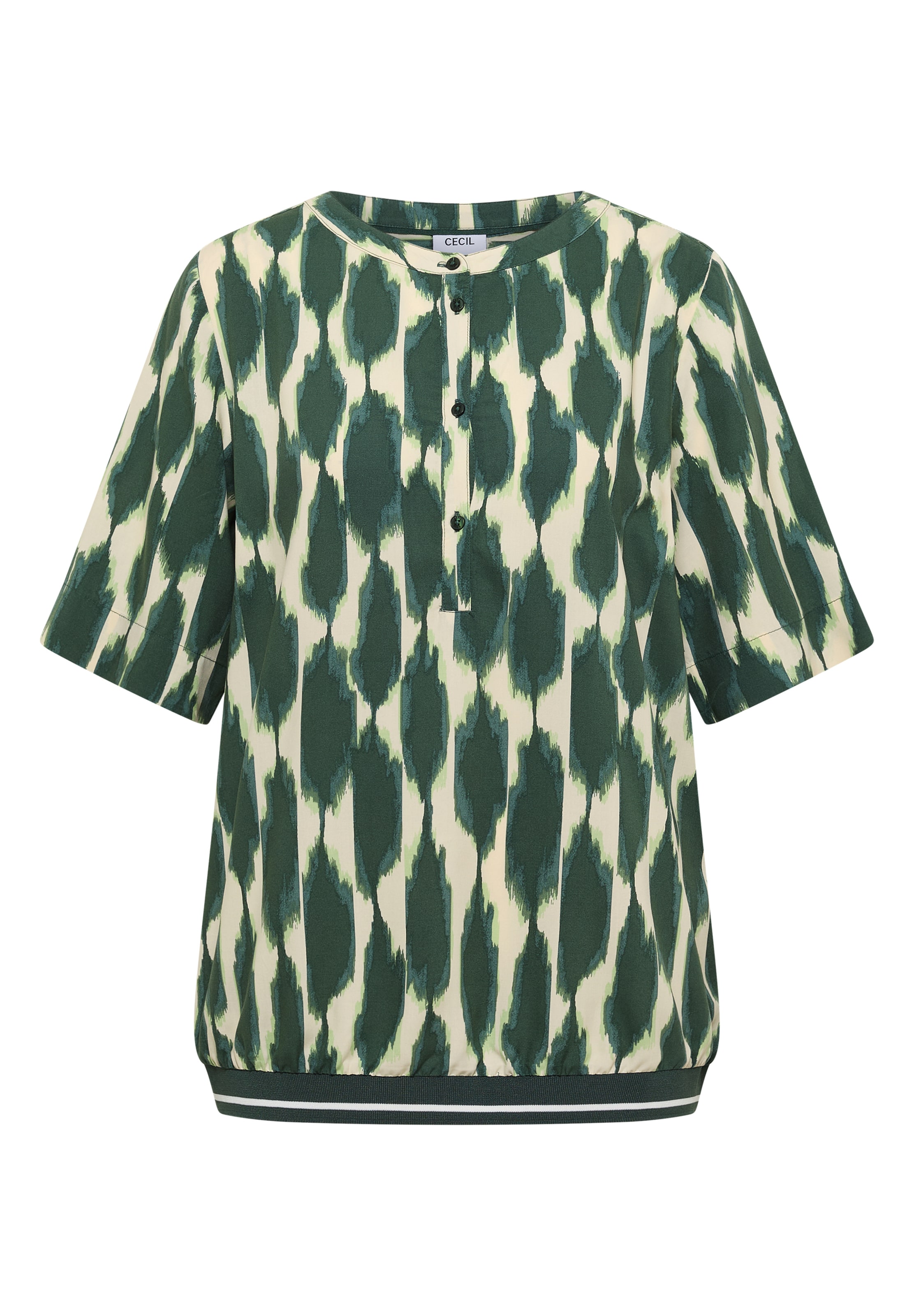 CECIL Kurzarm Bluse mit Rundhals und Print in Weiß: Vorderseite