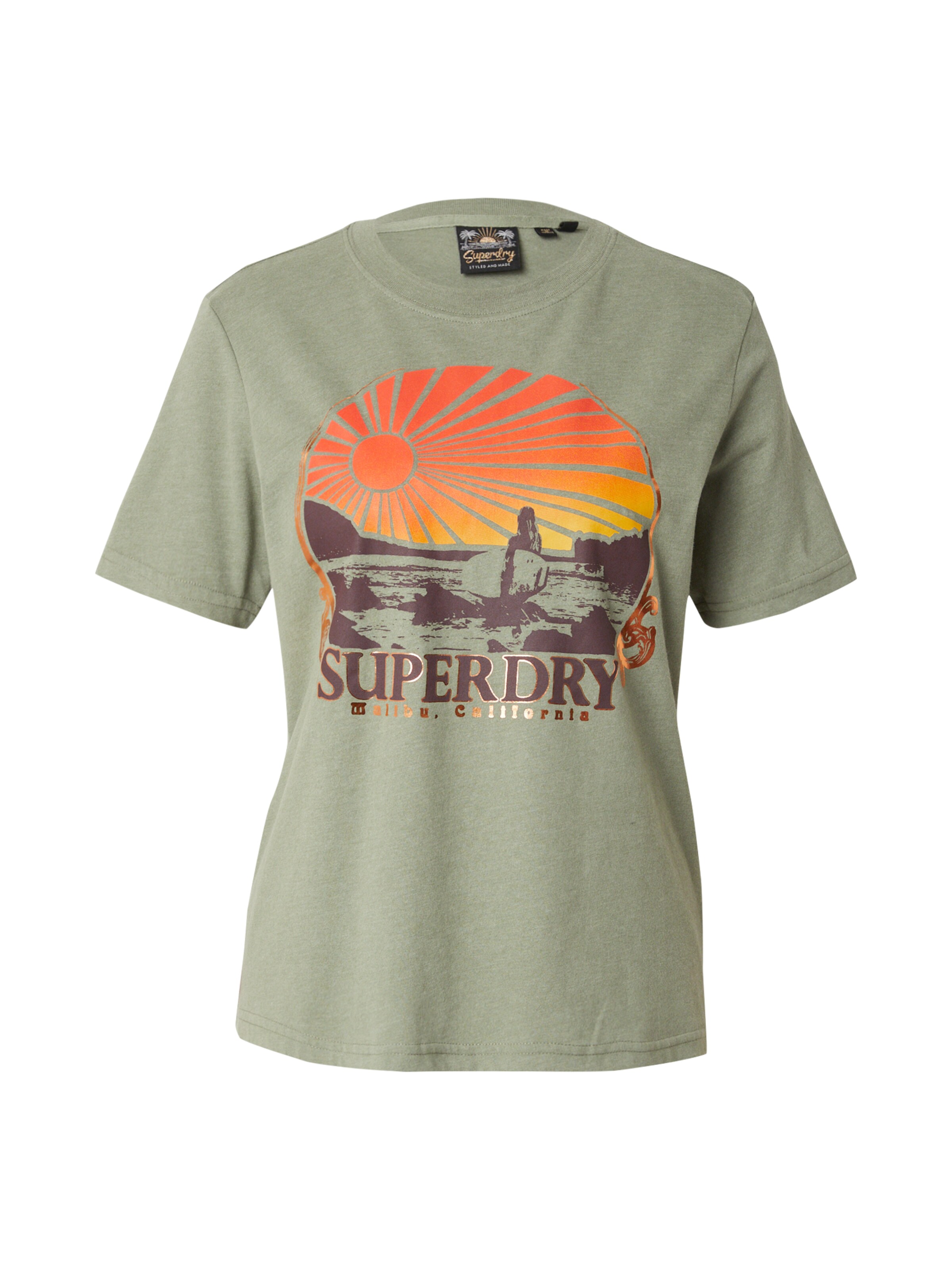 Superdry - Camiseta 'TRAVEL SOUVENIR' en verde: frente