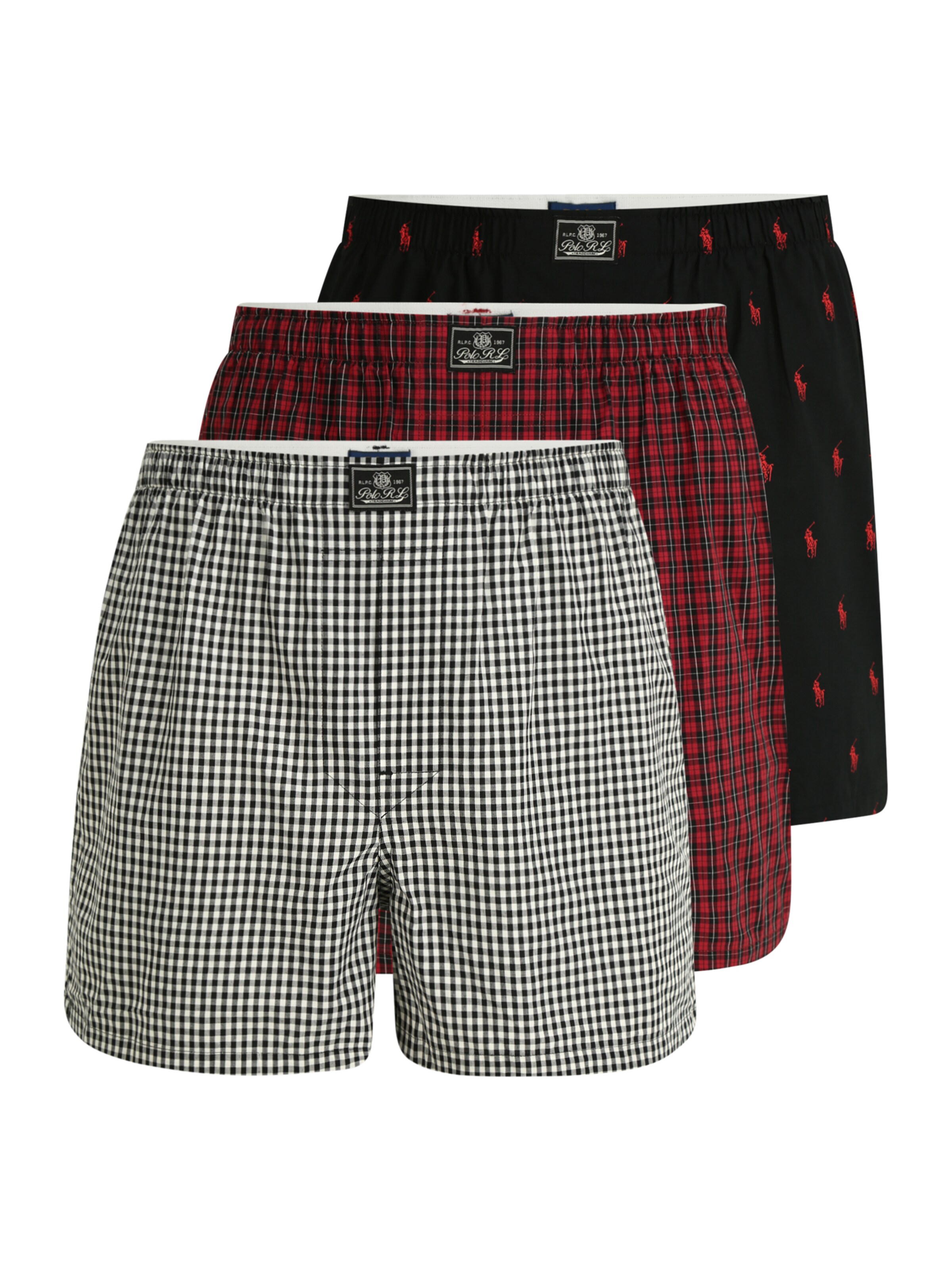black and red polo shorts