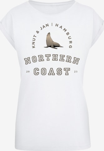 F4NT4STIC Shirt 'Robbe Knut & Jan Hamburg' in Wit: voorkant