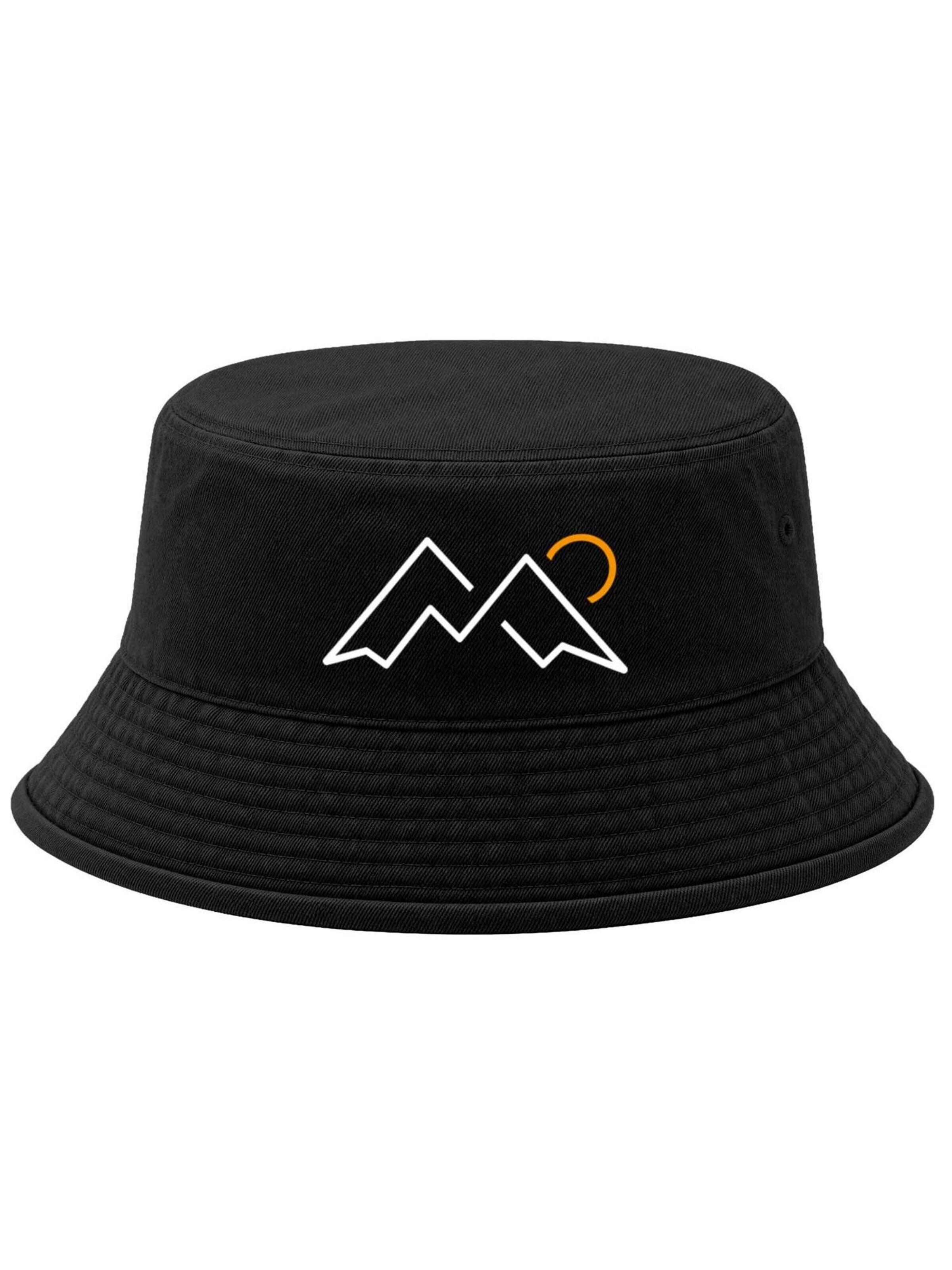 Neverless Hat 'Mountain Lineart' in Black: front