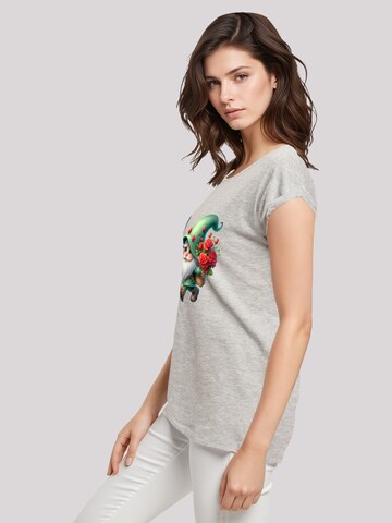 F4NT4STIC Shirt 'Gnom Frühling Blumen Schmetterling' in Grijs