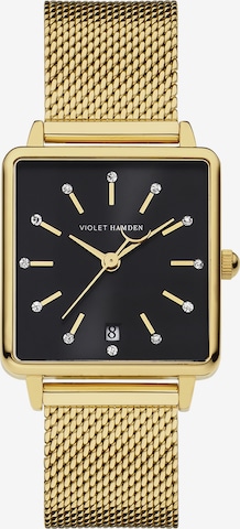 Montre à affichage analogique Violet Hamden en or : devant