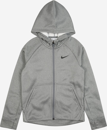 NIKE Athletic Zip-Up Hoodie in Grey: front
