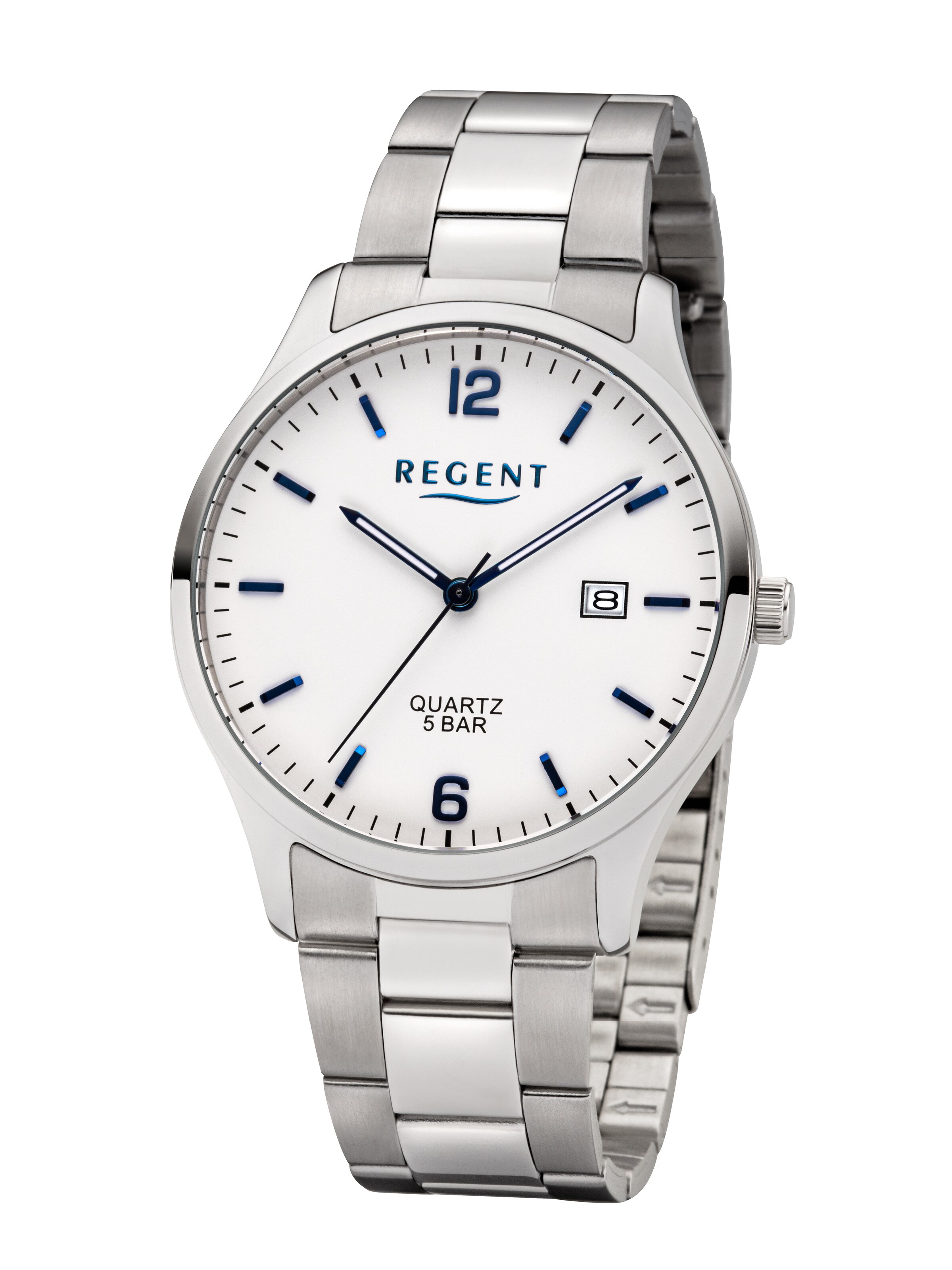 REGENT Analoguhr in Silber: Vorderseite