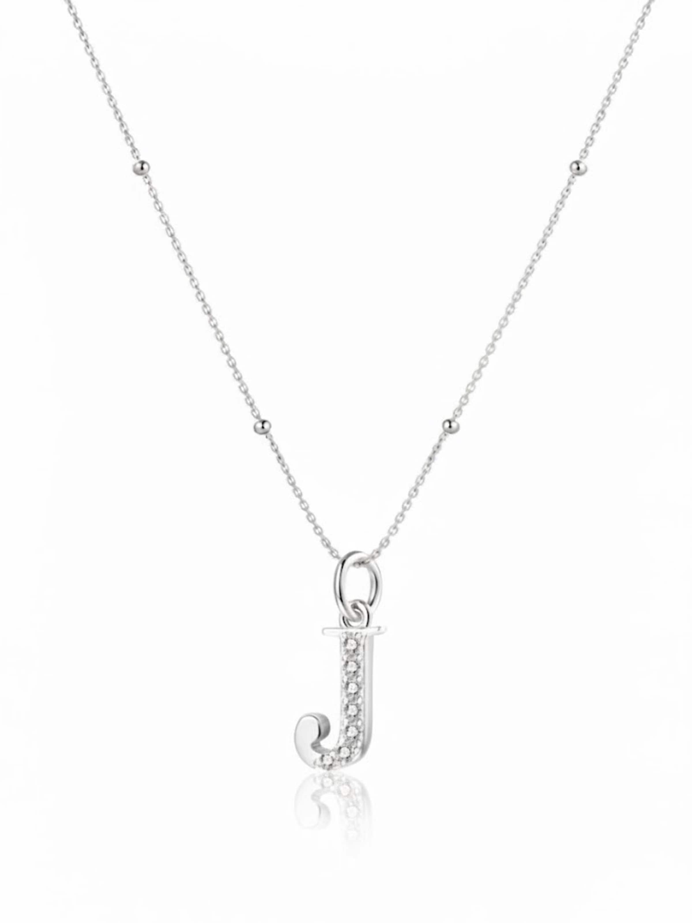 Hey Happiness - Cadena 'Letter J' en plata: frente