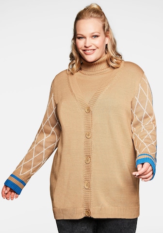 SHEEGO Knit Cardigan in Brown: front