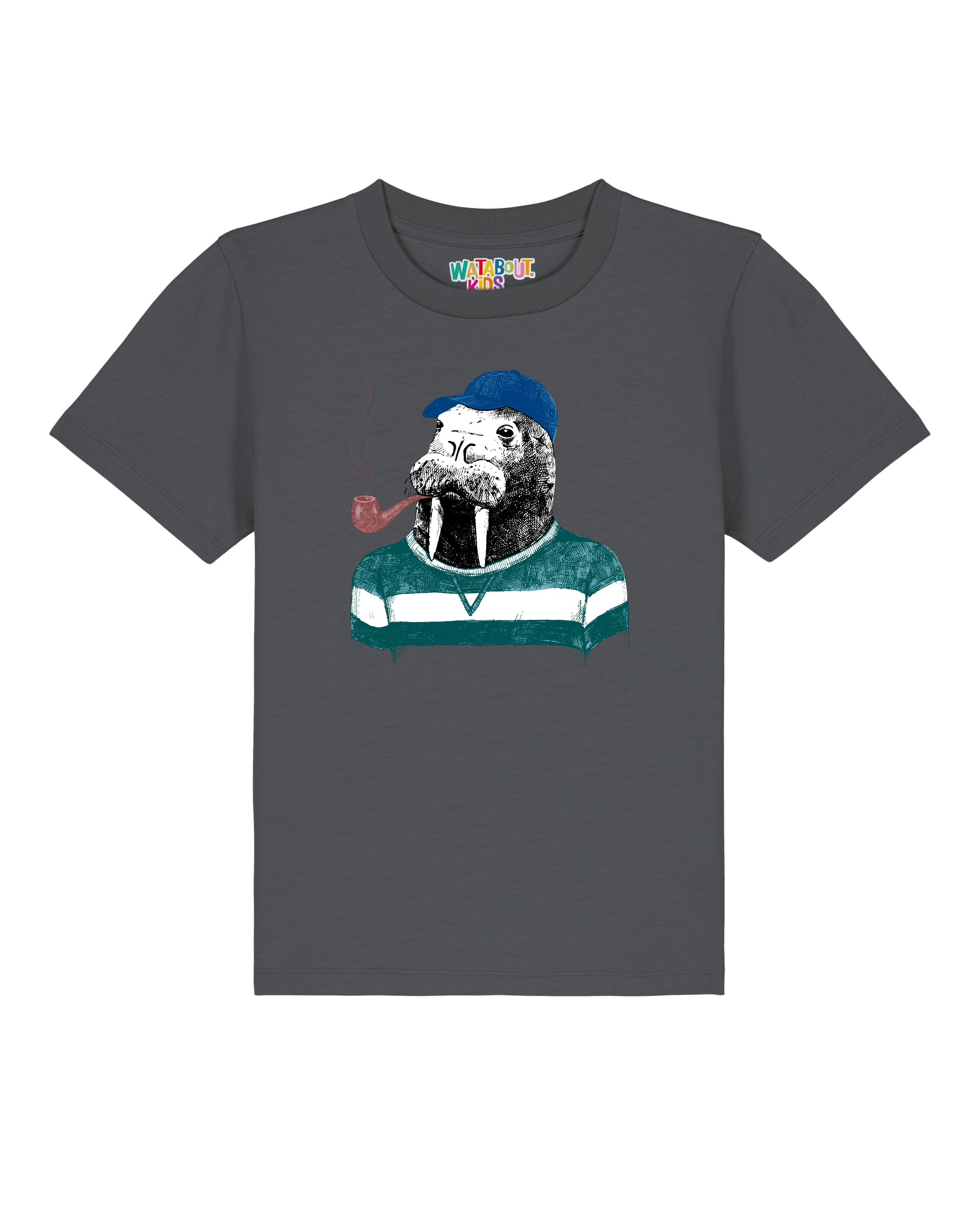 Maglietta 'Walross' di watabout.kids in grigio: frontale