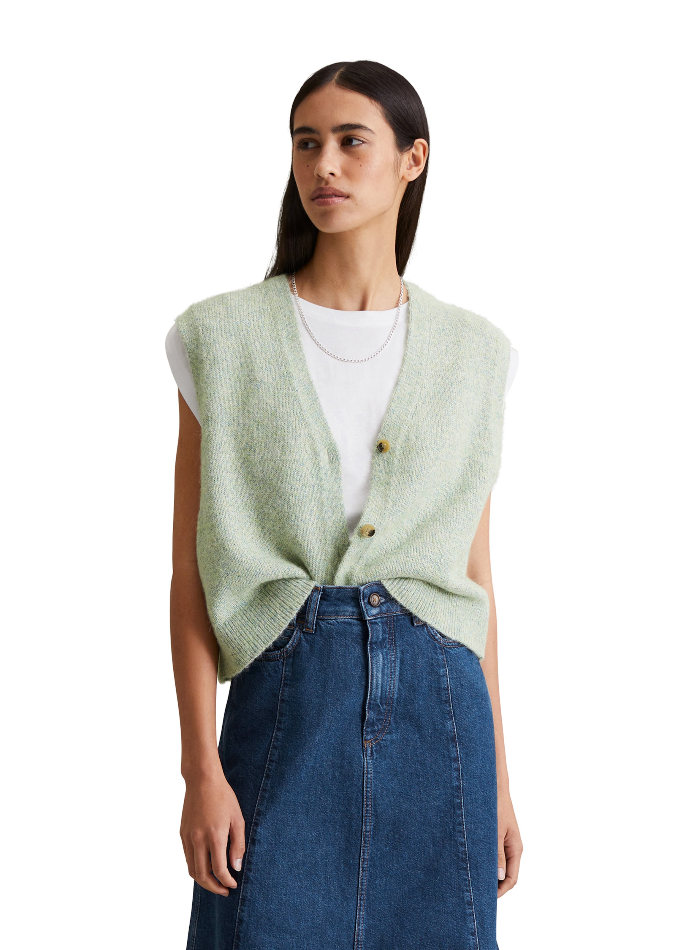 Marc O'Polo DENIM Strickweste in Grün: Vorderseite