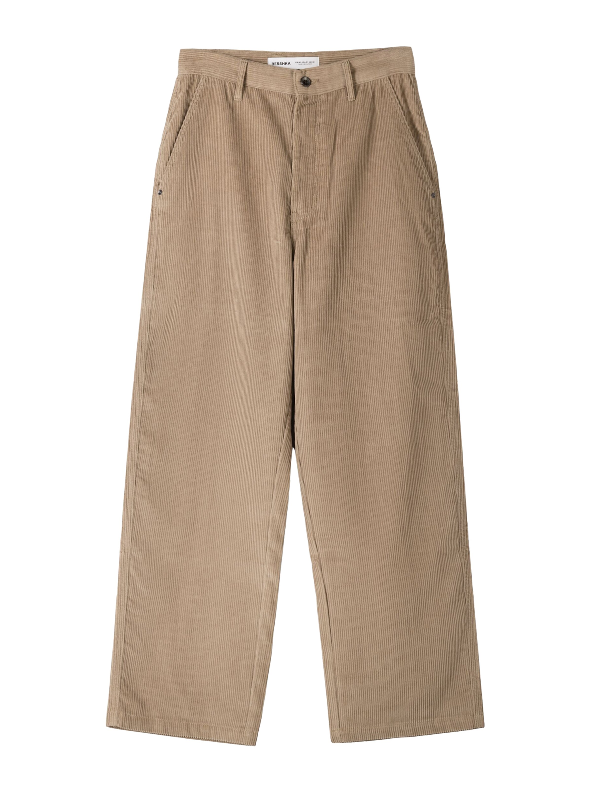 Bershka Wide Leg Bukser i beige: forside