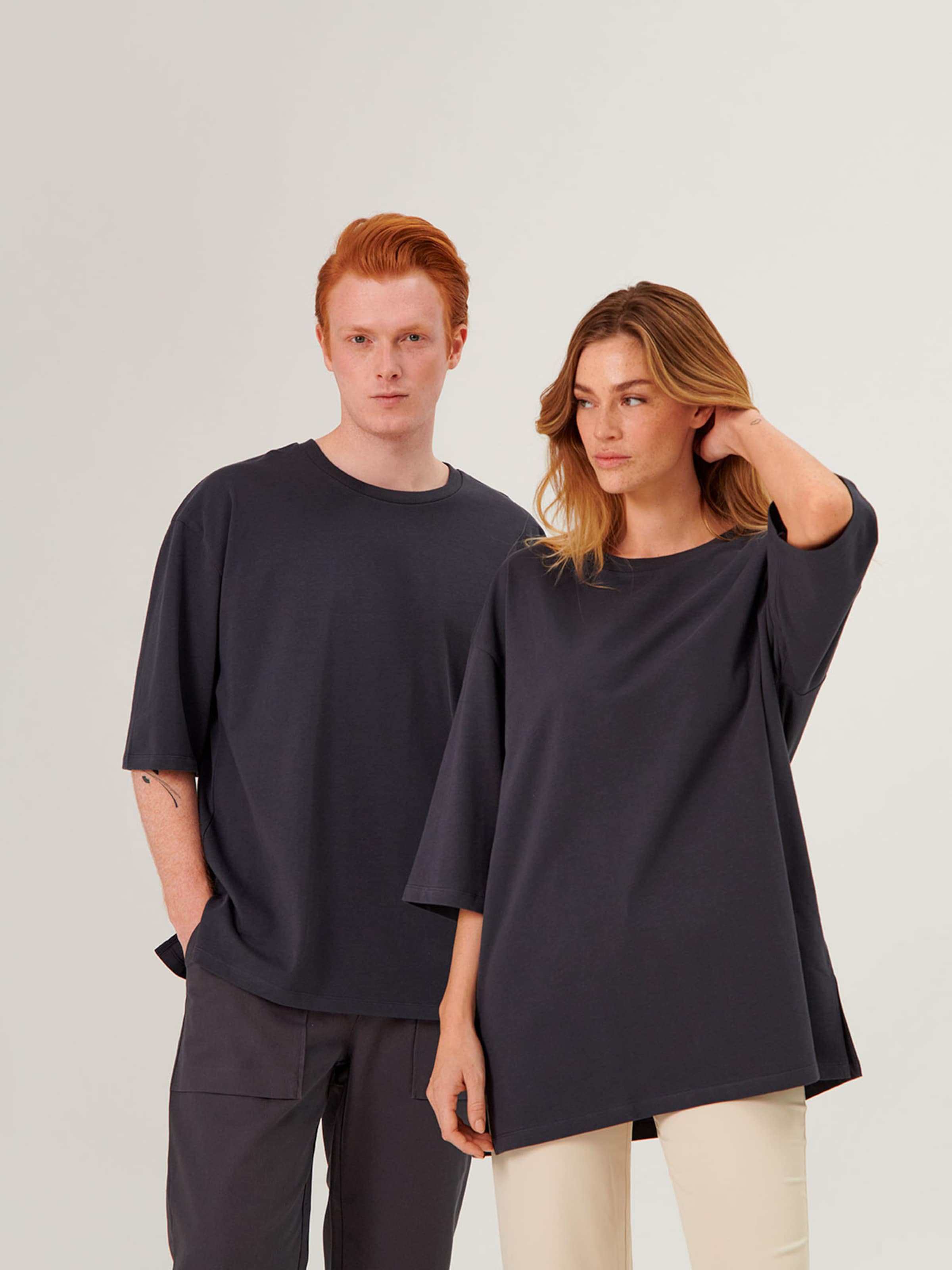 Frauen Große Größen x Swalina&Linus T-Shirt 'Selim' (GOTS) in Dunkelgrau - CV12769