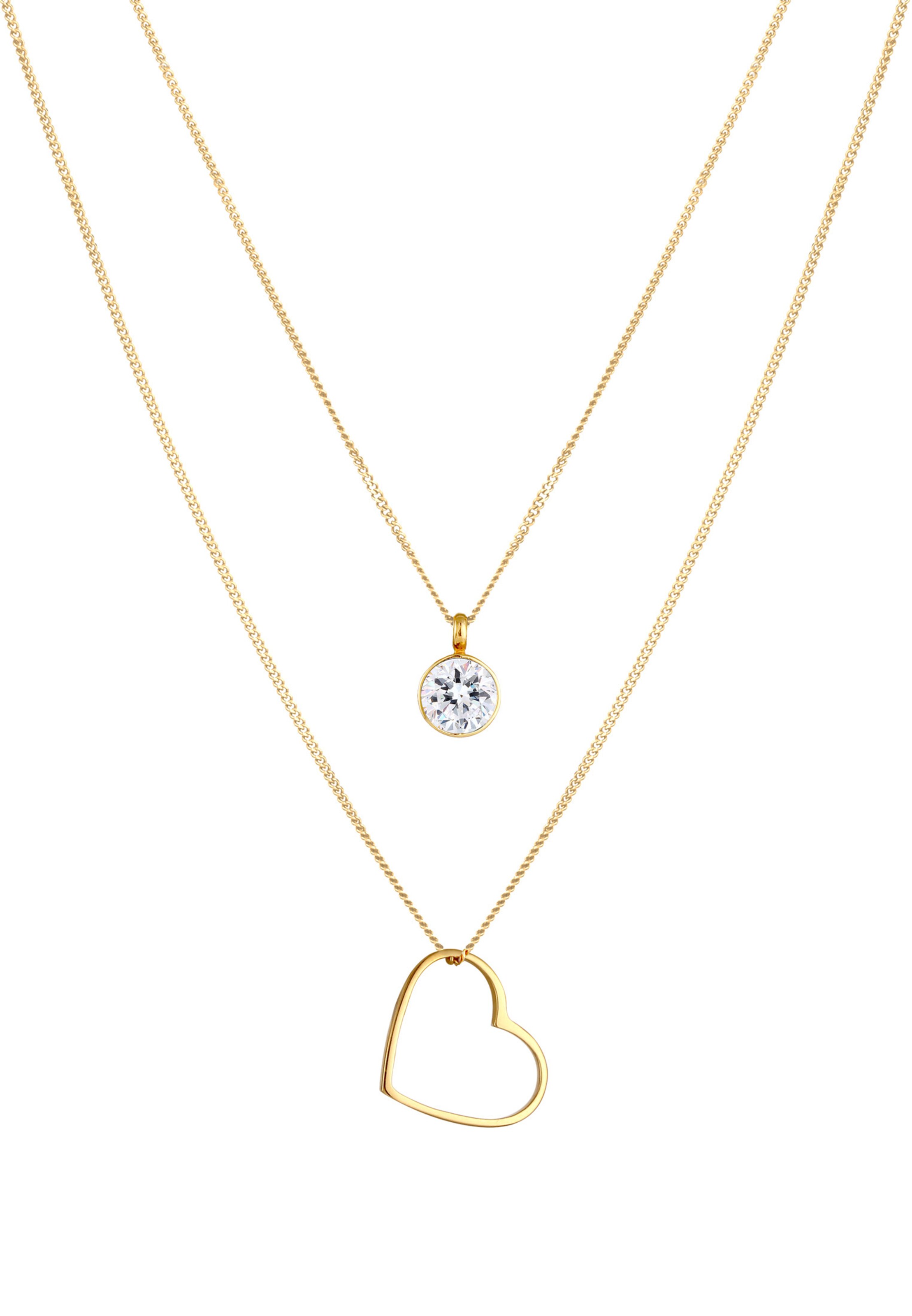 ELLI Halskette Herz, Layer in Gold: Vorderseite