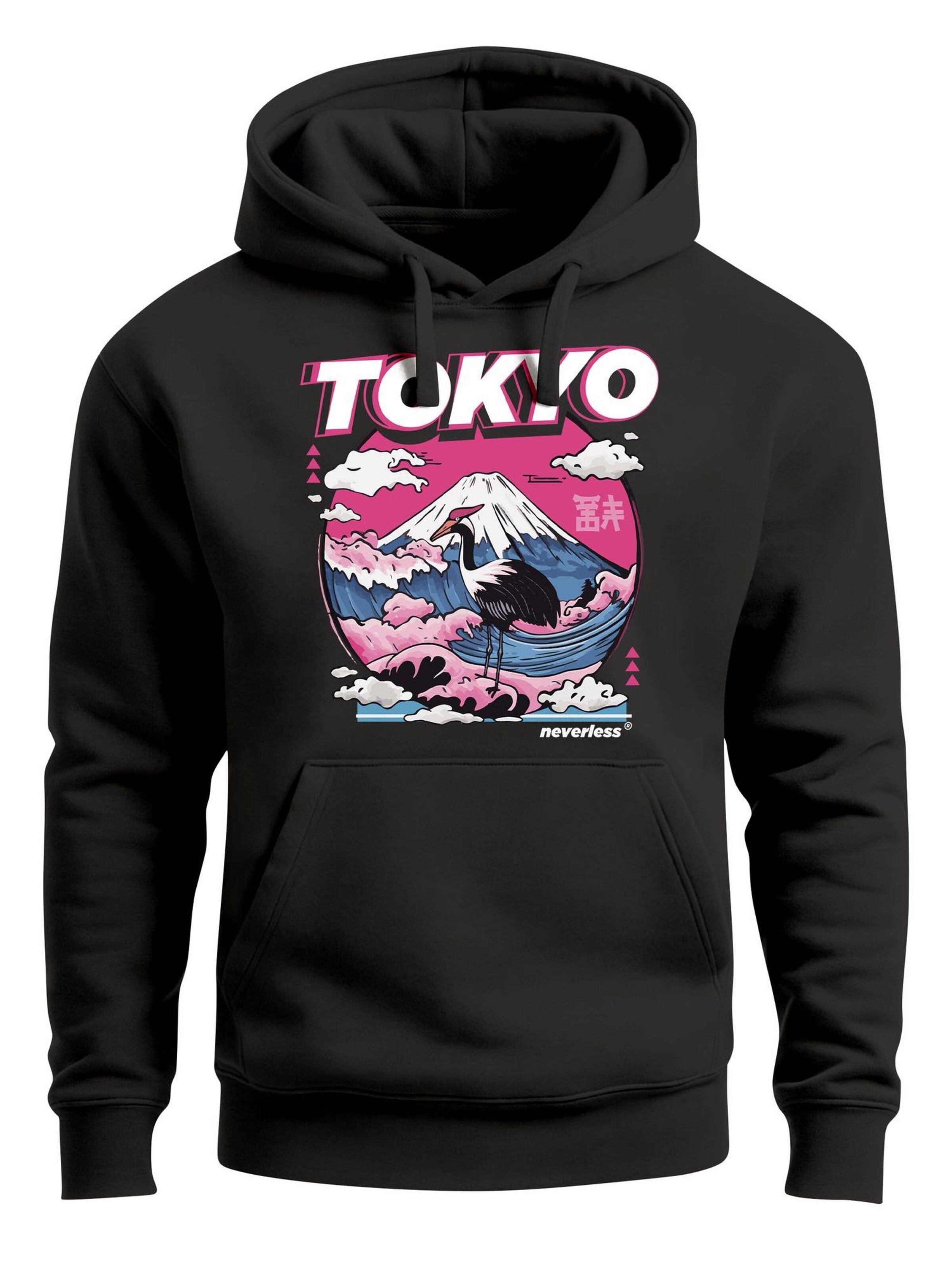Neverless Sweatshirt 'Tokyo Fuji' in Black: front