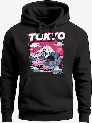 Neverless Sweatshirt 'Tokyo Fuji' in Black: front