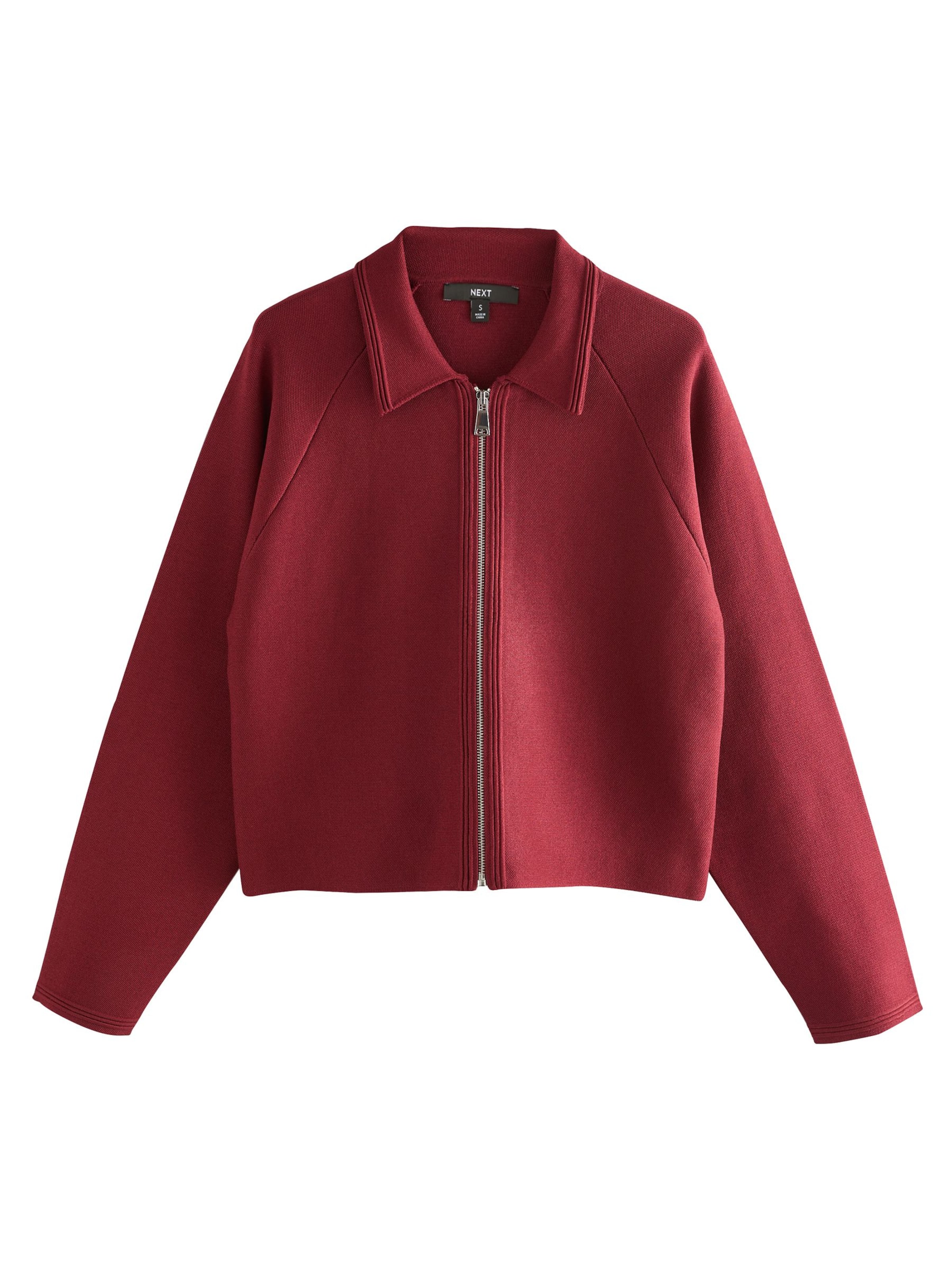 Geacă tricotată de la Next pe roșu: față