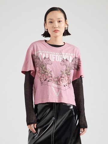T-shirt 'CALIFORNIA' GUESS en rose : devant