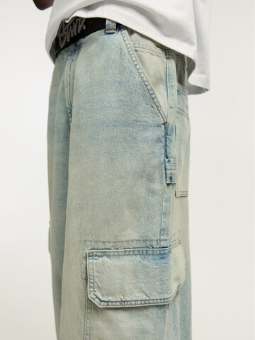 Pull&Bear Wide leg Cargojeans in Blauw