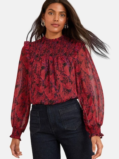 love & roses Blouse in de kleur Donkerlila / Rood / Zwart, Productweergave
