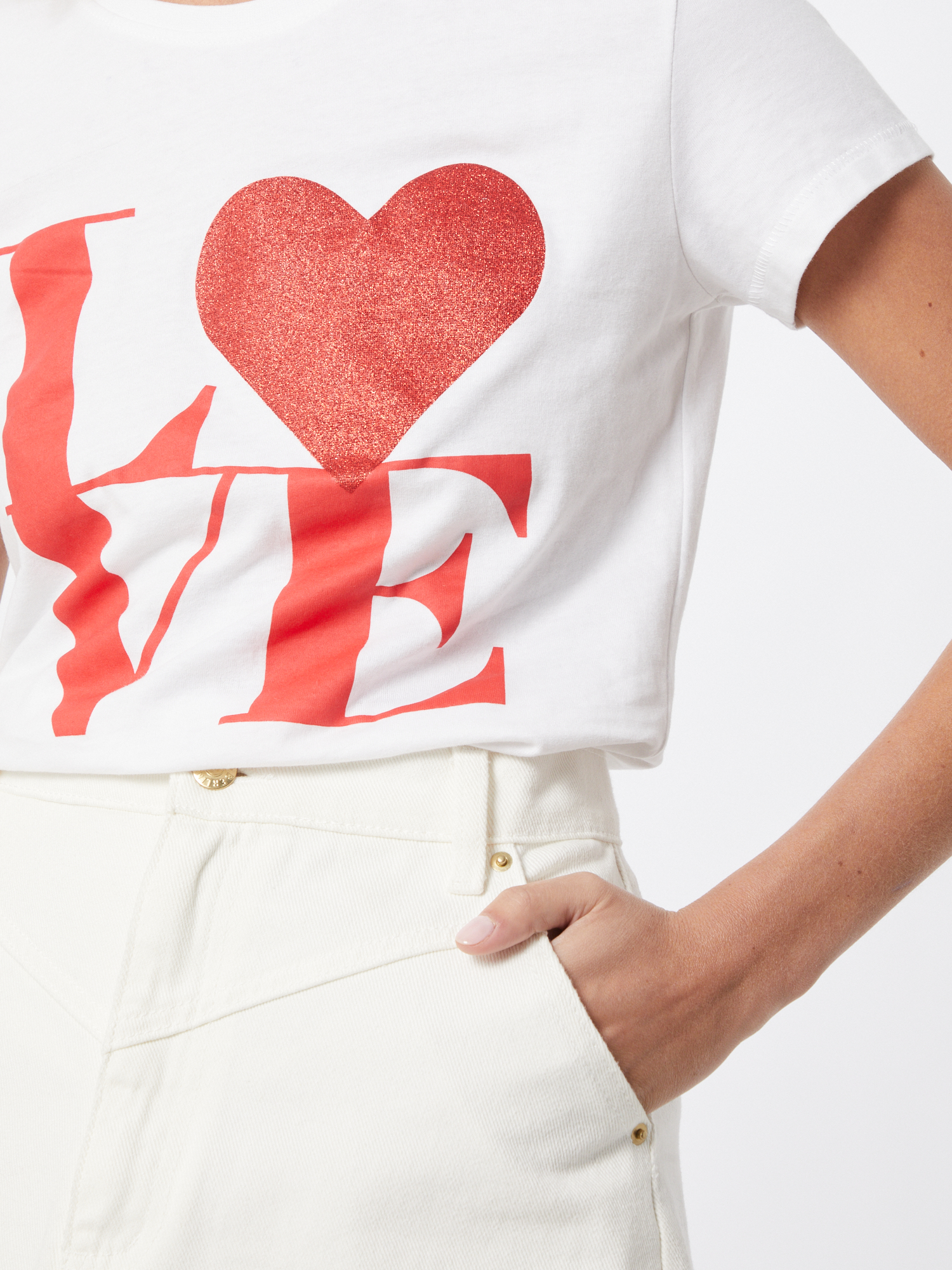 Kobiety Odzież ONLY Koszulka LOVE LIFE w kolorze Białym 