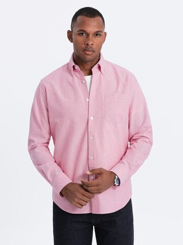 Ombre Slim fit Overhemd 'OM-SHOS-0108' in Roze: voorkant