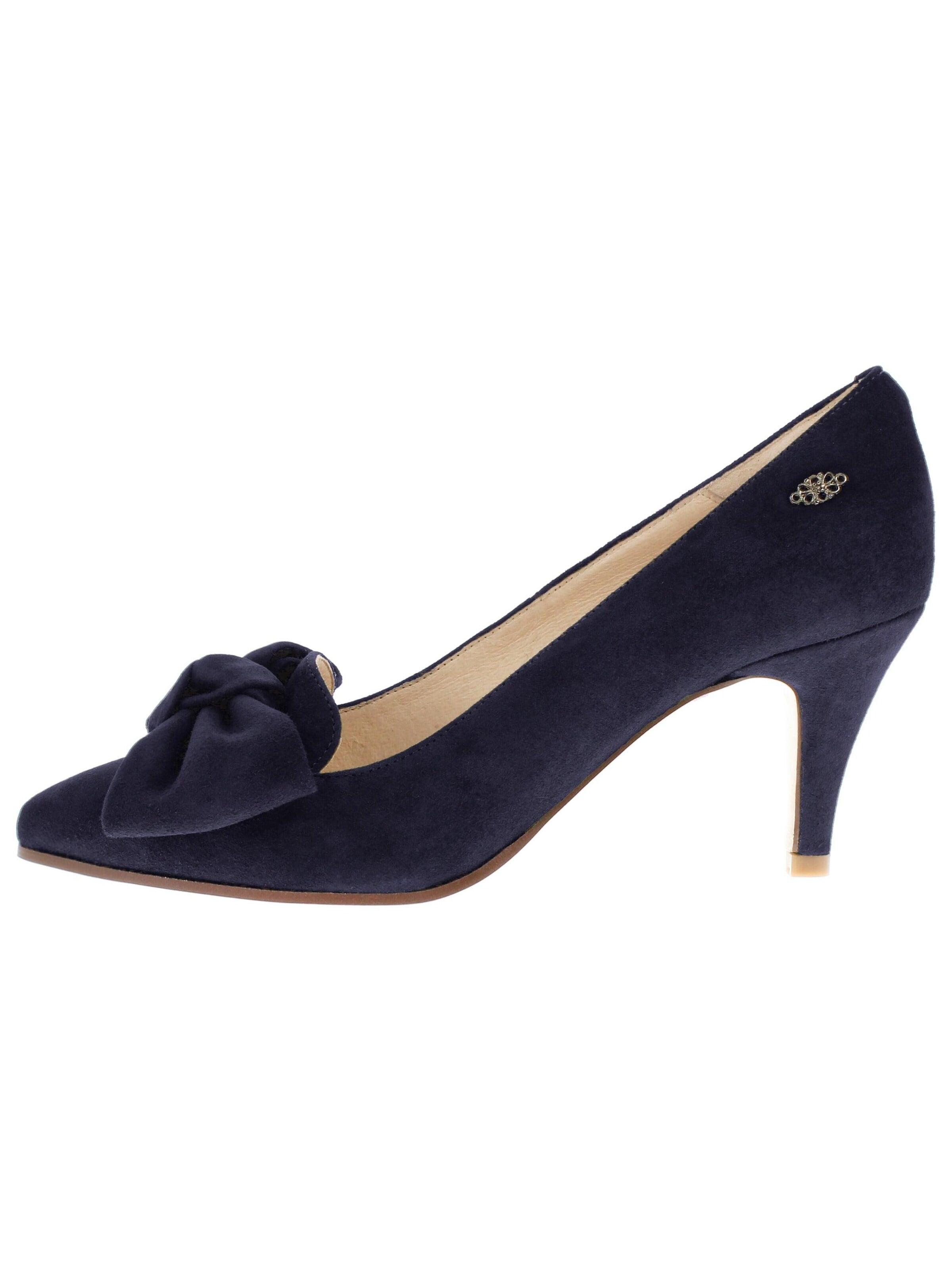 XAVER LUIS Schuhmanufaktur Pumps 'MARA - Spitze Pumps mit großer Schleife' in Blue: front