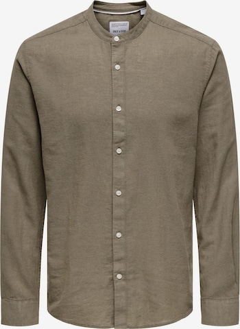 Only & Sons Button Up Shirt 'Caiden' in Brown: front