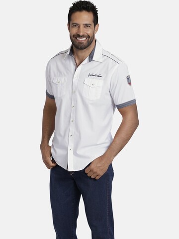 Jan Vanderstorm Comfort fit Button Up Shirt ' Skirnir ' in White: front