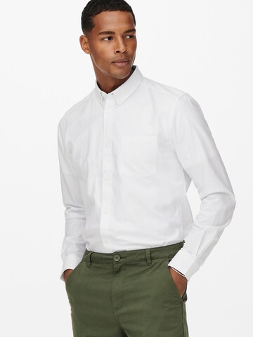 Only & Sons Regular fit Button Up Shirt 'Neil' in White