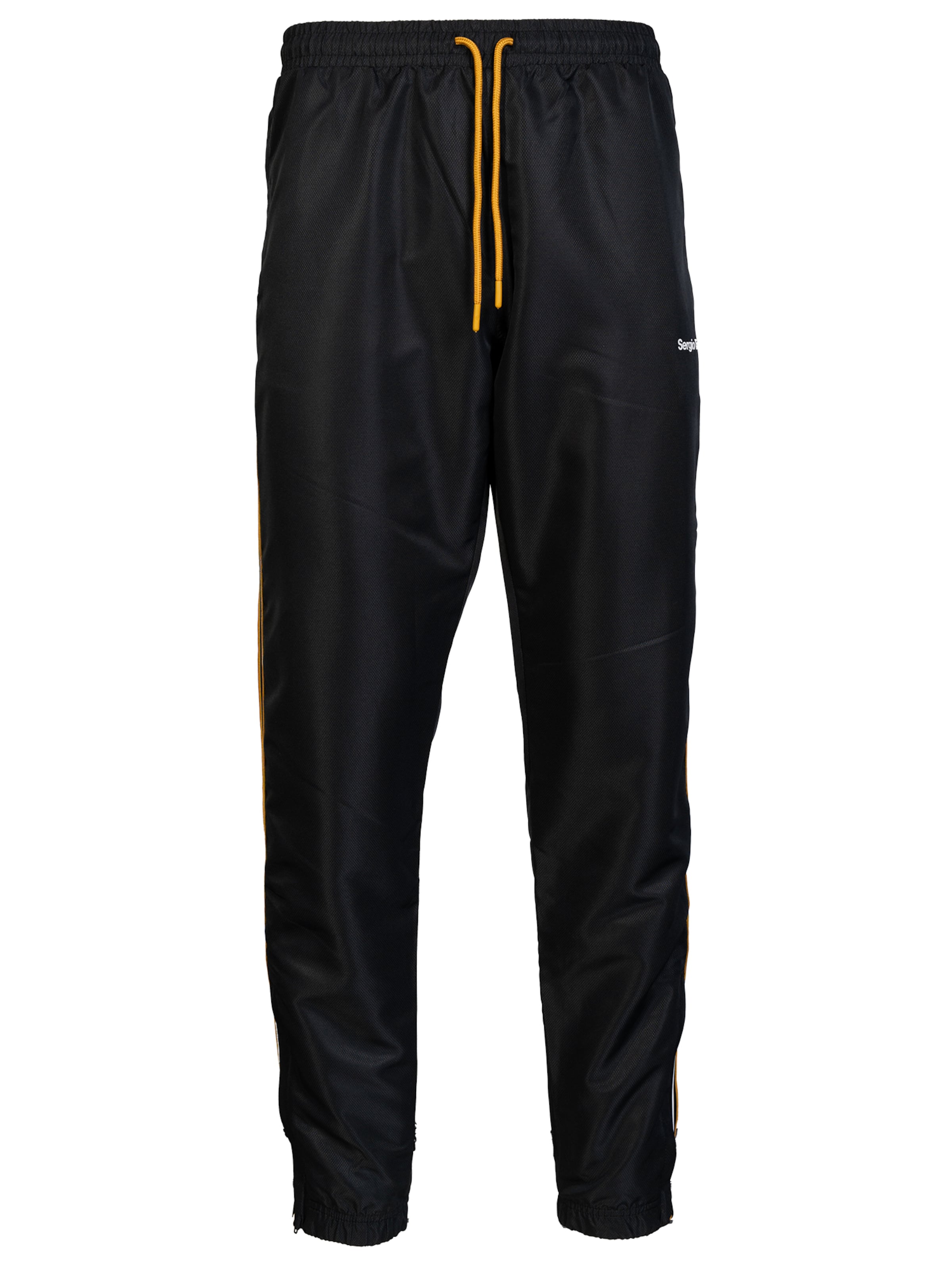 Sergio Tacchini Tapered Παντελόνι φόρμας 'Lista' σε μαύρο: μπροστά