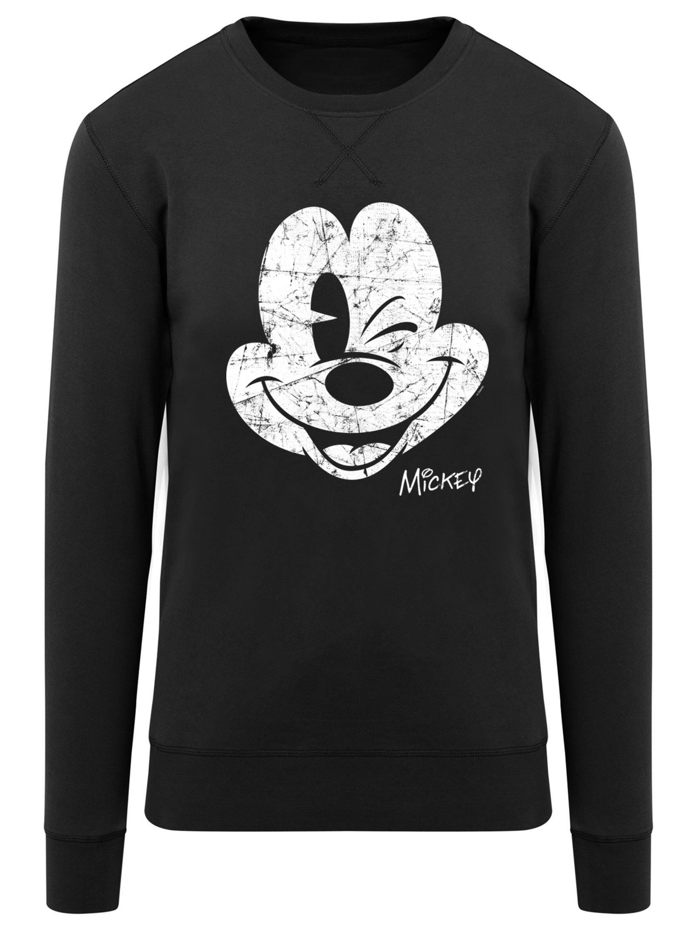F4NT4STIC Sweatshirt 'Disney Mickey Mouse Since Beaten Face Char Cadt' in Zwart: voorkant