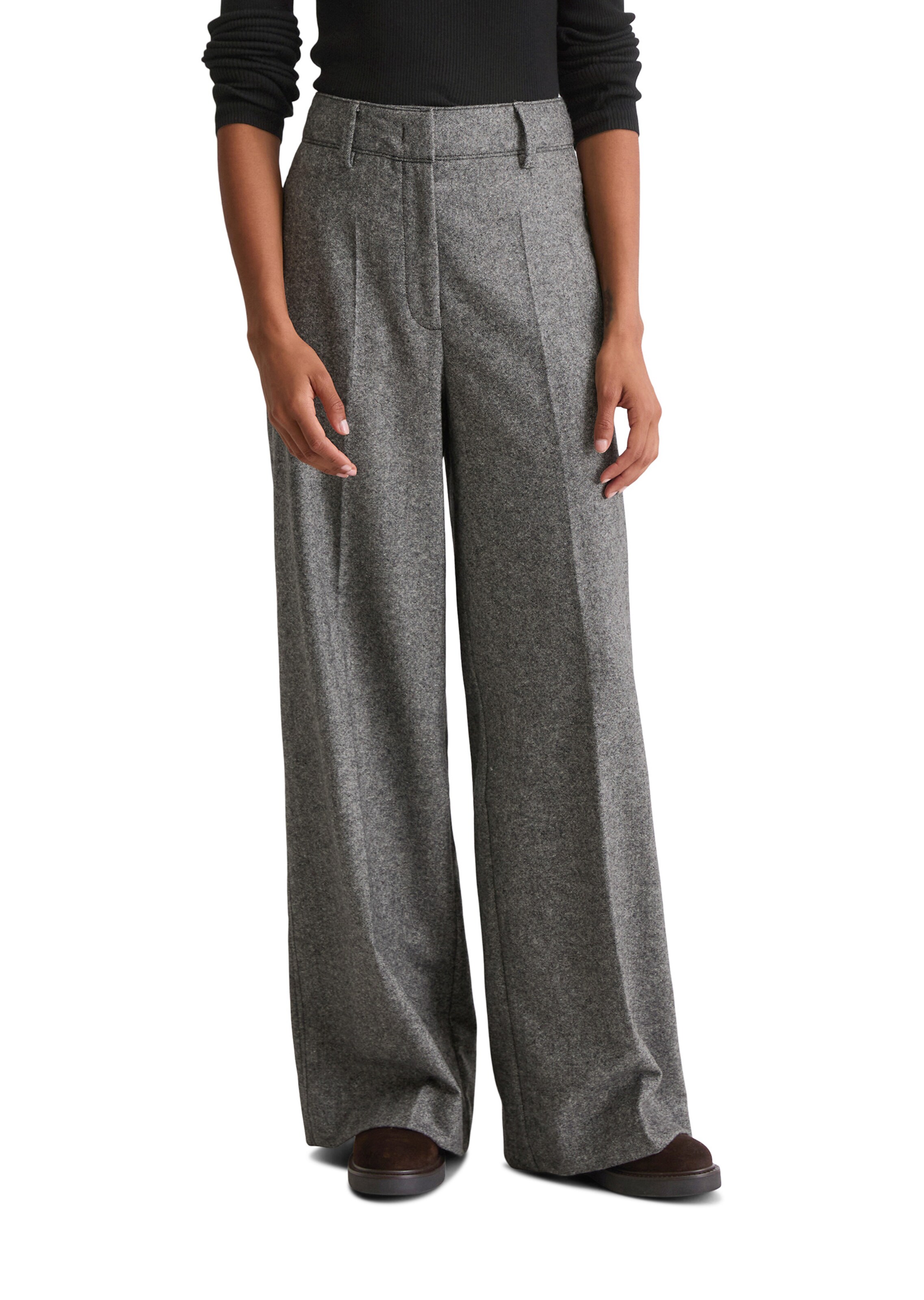 Marc O'Polo Wide Leg Bügelfaltenhose in Grau: Vorderseite