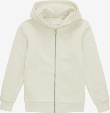 TOM TAILOR Zip-Up Hoodie in White: front