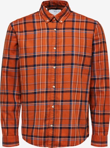 SELECTED HOMME Regular fit Overhemd 'RAND' in Bruin: voorkant