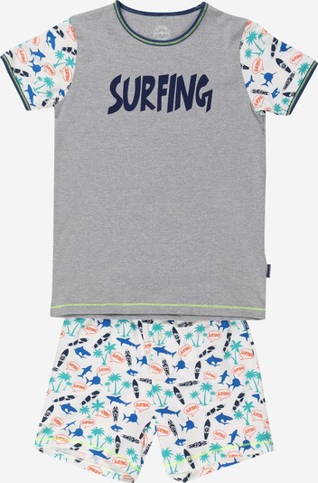 Claesen's Pyjama in marine / graumeliert / grün / orangerot / weiß, Produktansicht