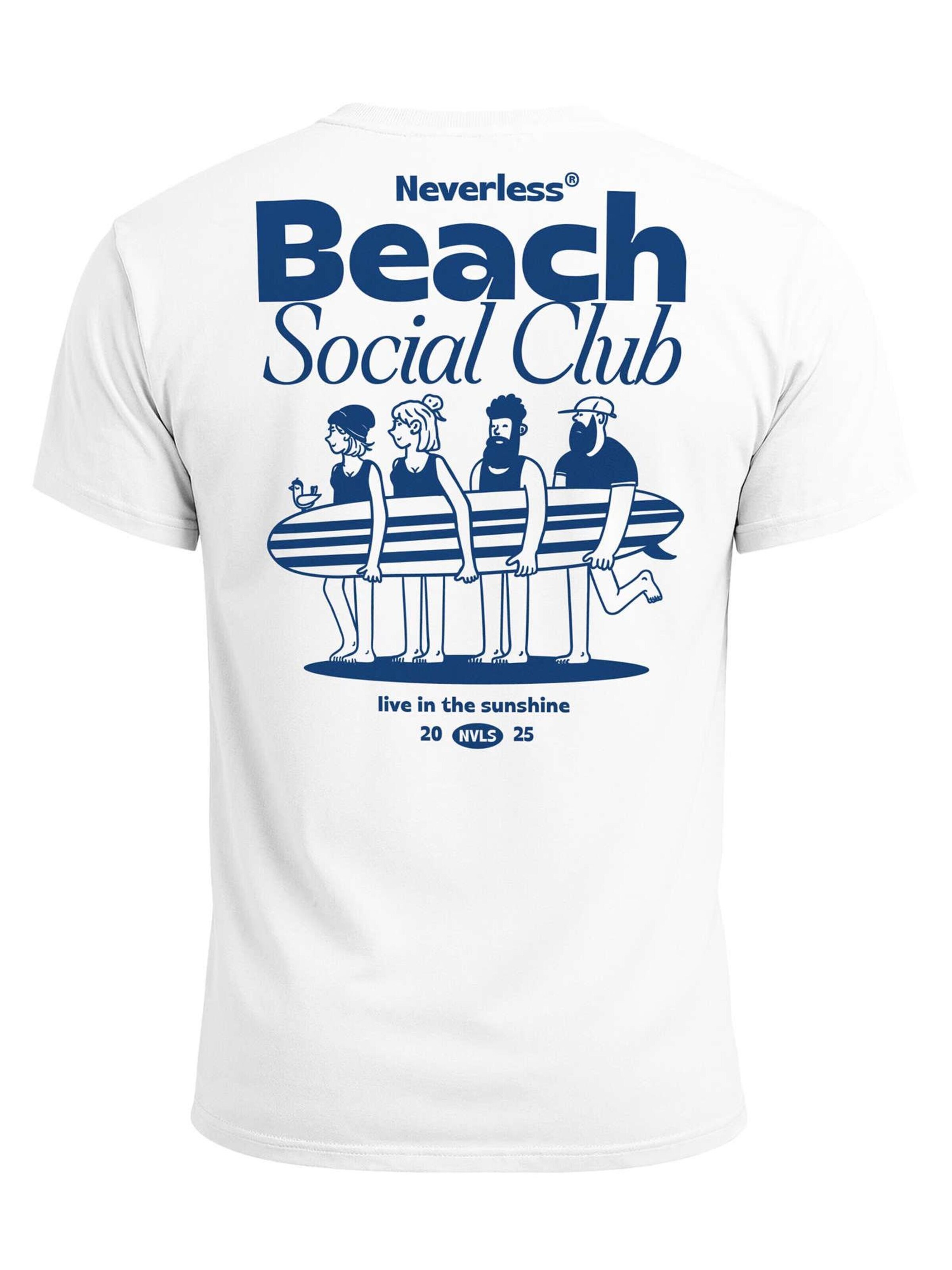 Neverless Shirt 'Beach Social Club'‌‌‌‌‌‌‌‌‌ in Weiß: Vorderseite