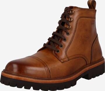 base London Boots med snörning 'REPUBLIC' i brun: framsida