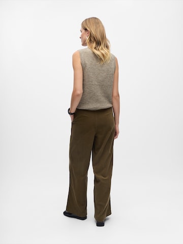 OBJECT Wide leg Pleat-Front Pants 'OBJROY' in Green