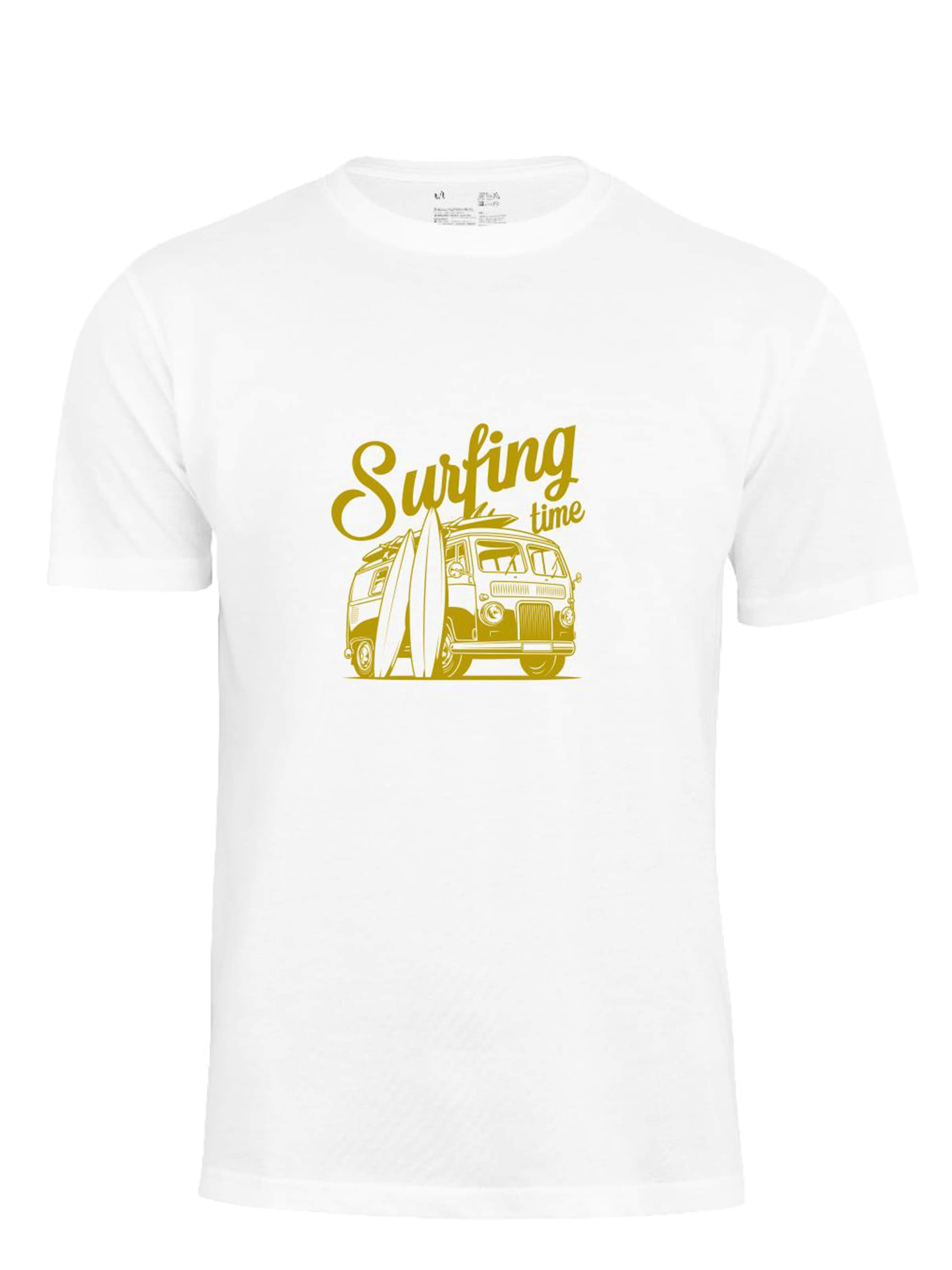 Cotton Prime Shirt 'Surf Time Urlaub Meer Ozean' in White: front