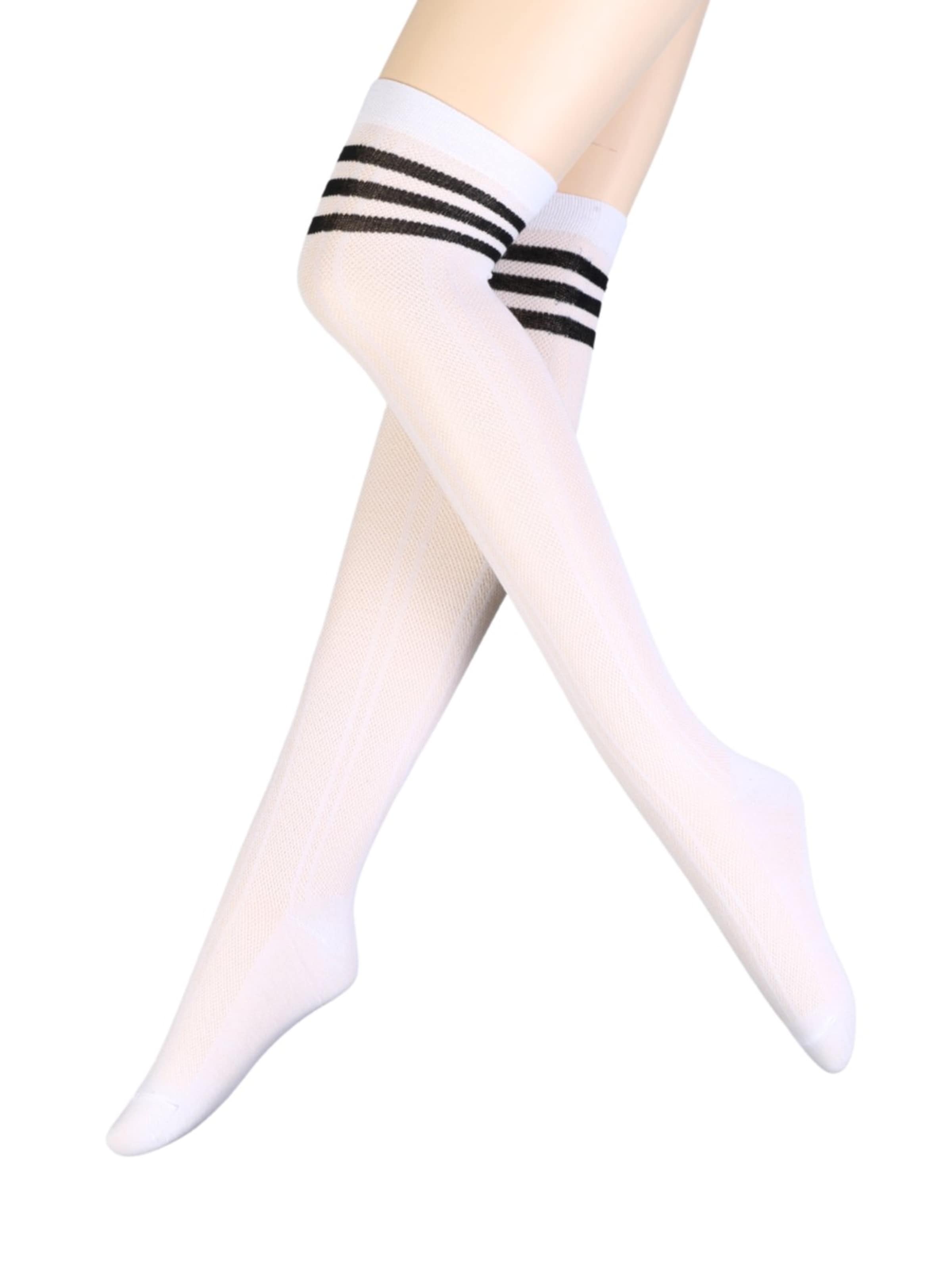 Calzino 'LIZZY cotton knee-highs' di Sokisahtel in bianco: frontale