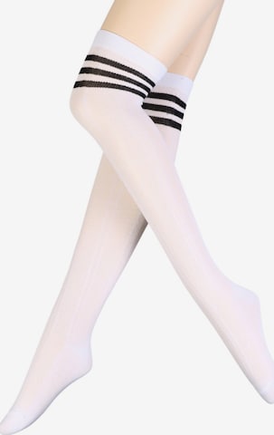 Calzino 'LIZZY cotton knee-highs' di Sokisahtel in bianco: frontale
