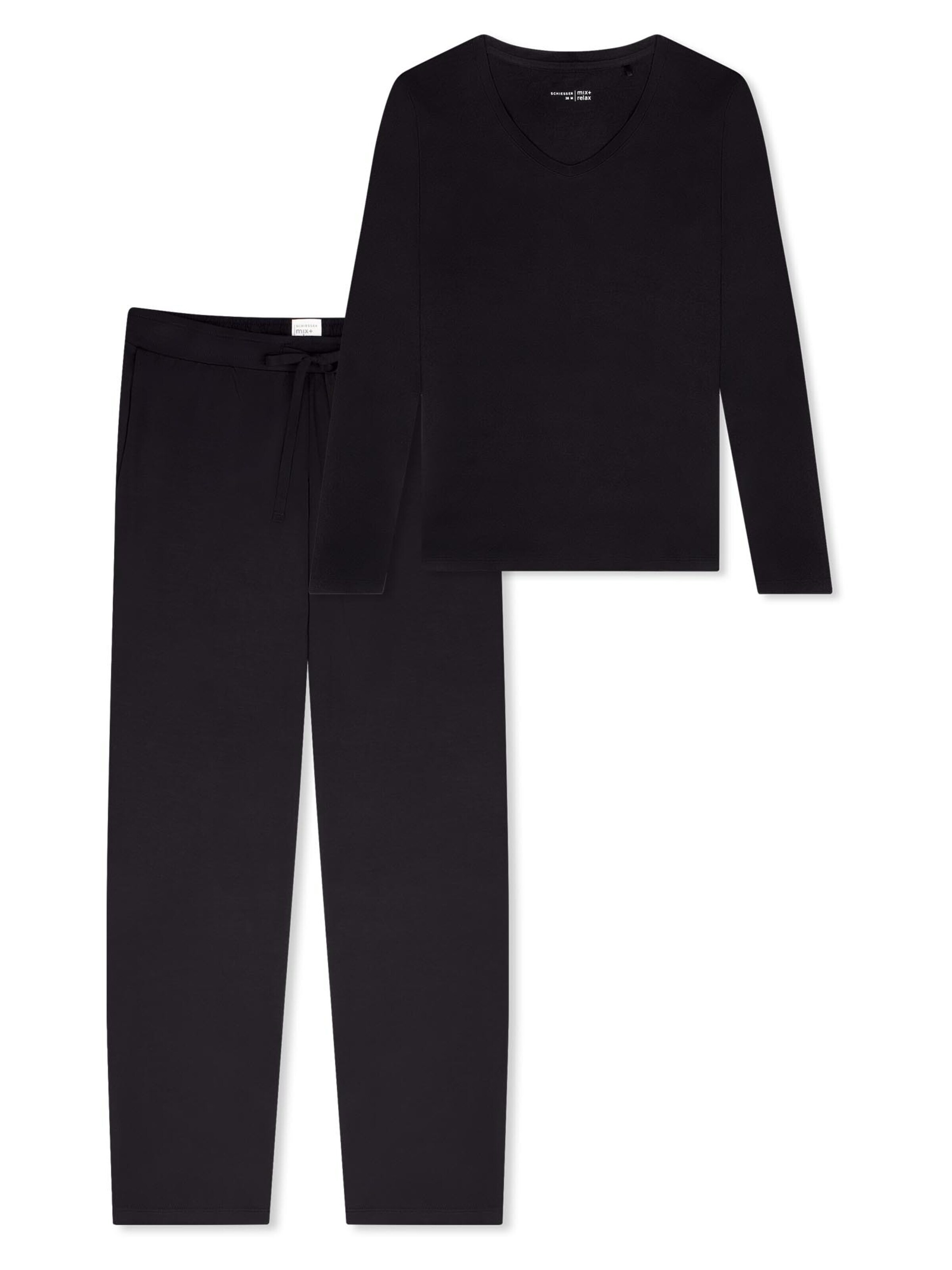 SCHIESSER Pajama 'Mix & Relax' in Black: front