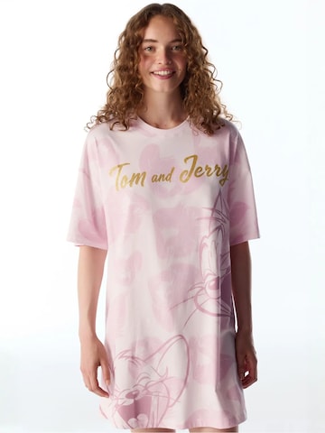 Chemise de nuit 'PENTI Tom&jerry Nachthemd mit Katzenmuster und kurzen Ärmeln' Penti en rose
