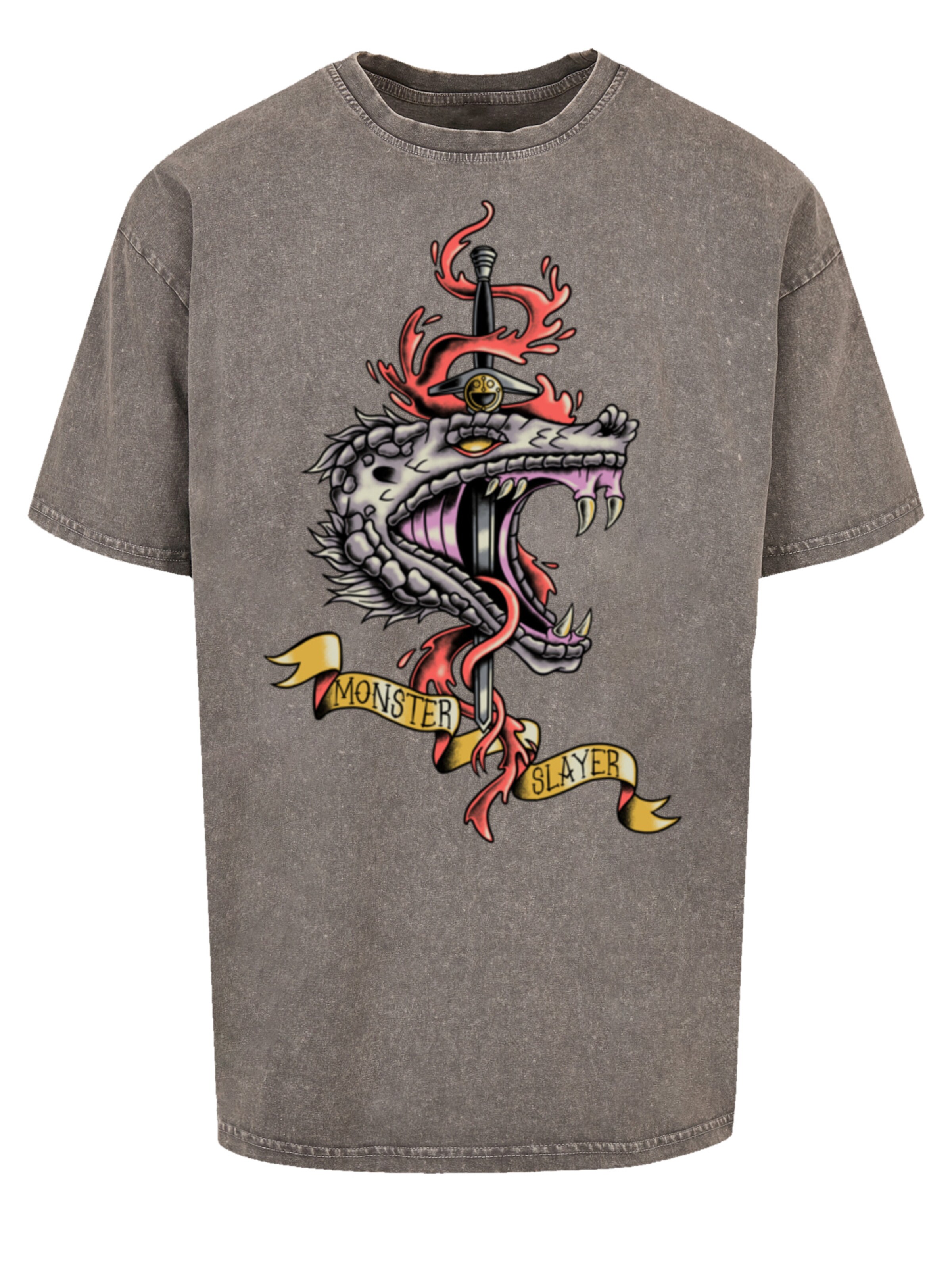 F4NT4STIC T-Shirt 'The Witcher Monster Slayer Tattoo Netflix TV Series' in Grau: Vorderseite
