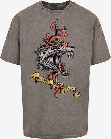F4NT4STIC Shirt 'The Witcher Monster Slayer Tattoo Netflix TV Series' in Grijs: voorkant