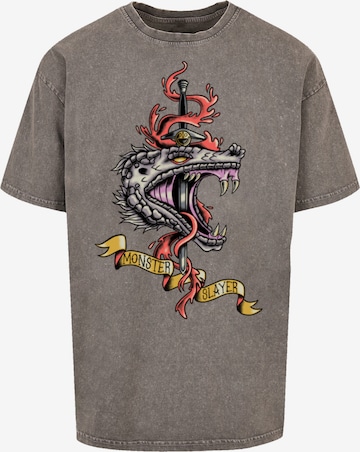 F4NT4STIC T-Shirt 'The Witcher Monster Slayer Tattoo Netflix TV Series' in Grau: Vorderseite