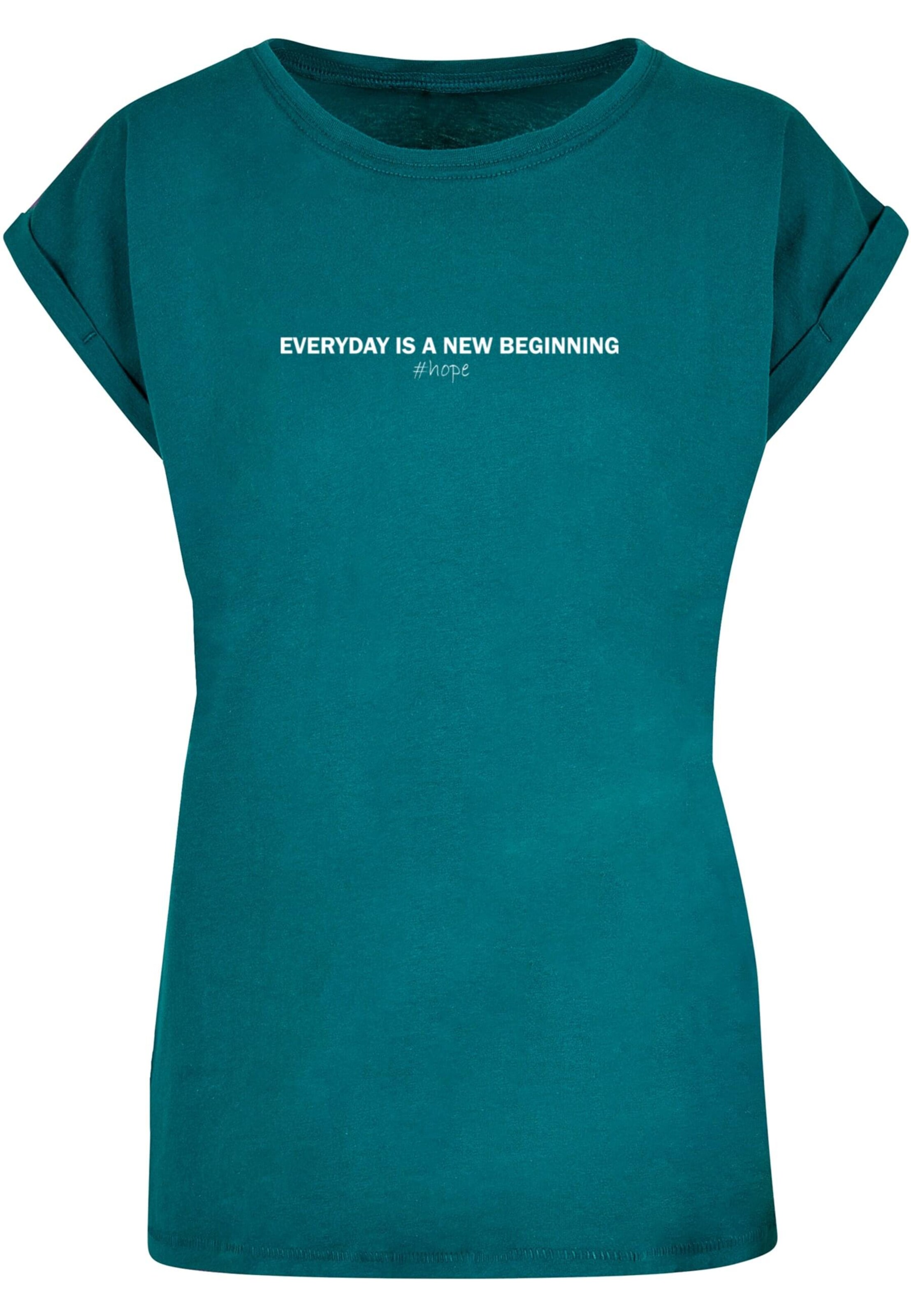 Merchcode T-shirt 'Hope' en pétrole / blanc, Vue avec produit