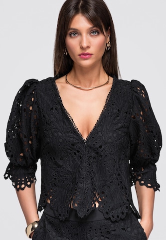 Ombre Bluse in Schwarz: Vorderseite