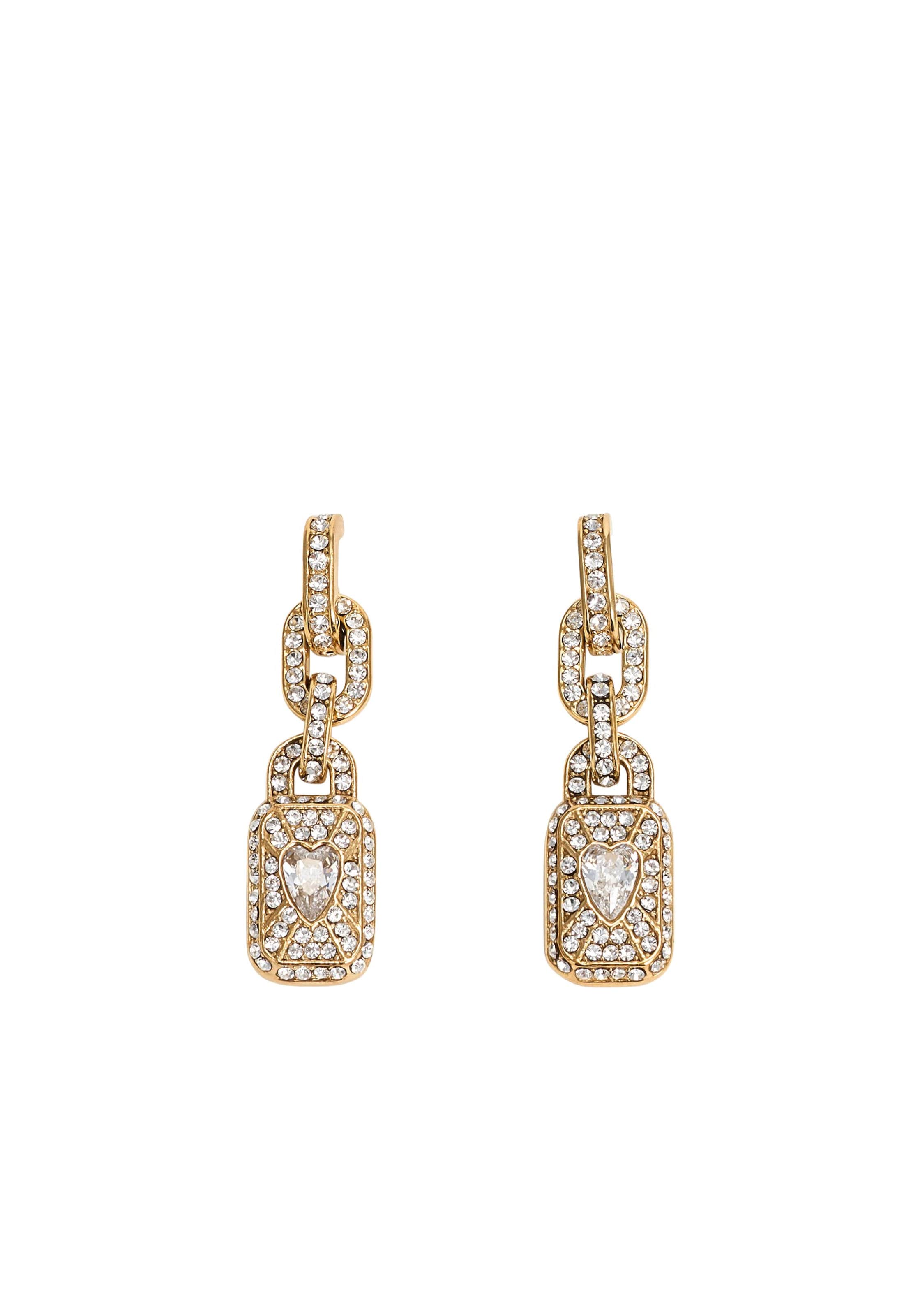GUESS - Pendientes 'CRYSTAL LOVE' en oro: frente