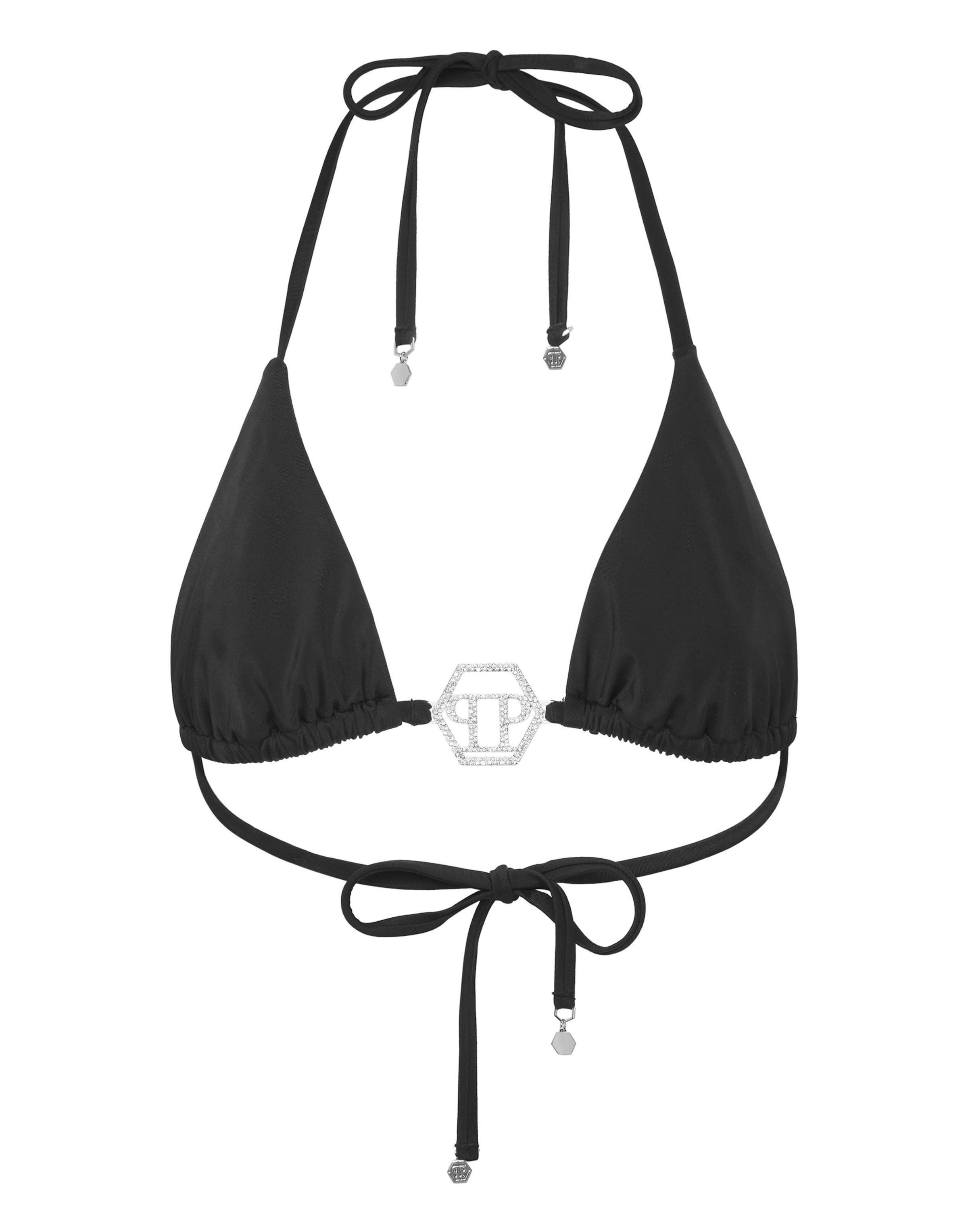 Philipp Plein Bikinitop 'Hexagon' in Schwarz: Vorderseite