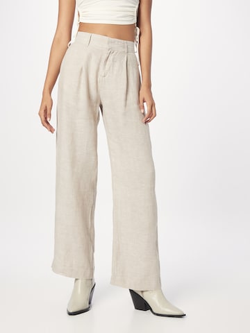 Loosefit Pantalon à pince 'Denise' Gina Tricot en beige : devant